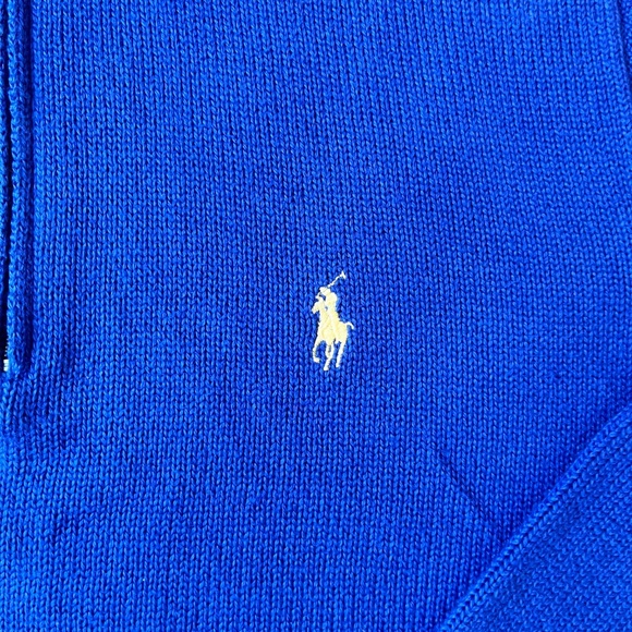 Polo Ralph Lauren Mens Small Pullover Sweater Blue Tight Knit 1/4 Zip Mock Neck - Picture 5 of 9